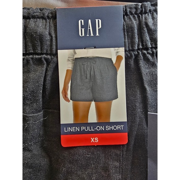 Gap Womens Linen Pull-On Shorts Black XS GP007935 Drawstring Elastic Waist NWT - Picture 3 of 6